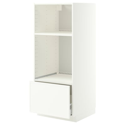 METOD / MAXIMERA High cabinet f built-in appliances, white/Aspudden matt white, 60x60x140 cm