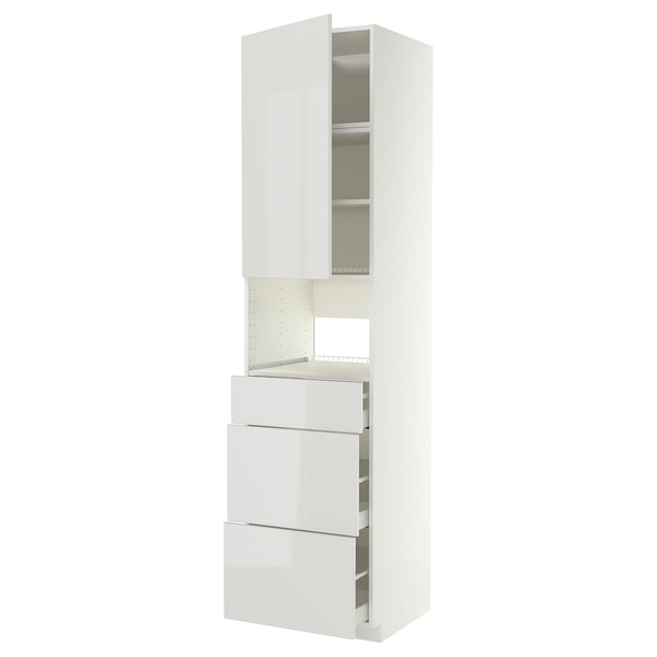 METOD / MAXIMERA High cabinet f built-in appliances, white/Ringhult light grey, 60x60x240 cm