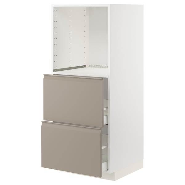 METOD kitchen unit in grey-beige with sleek handles and adjustable shelves.