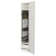 Open white cabinet with adjustable shelves and drawer, featuring a yellow strap in the grey interior.