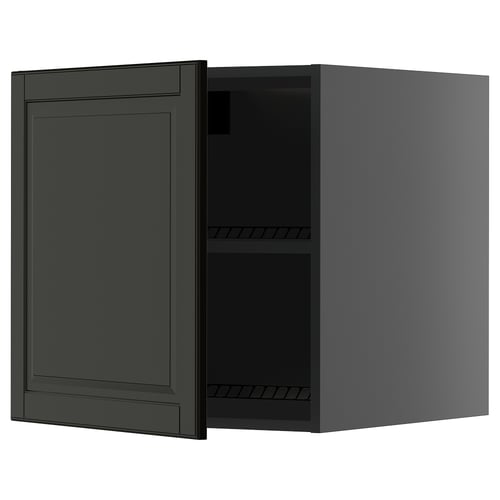 Dark grey METOD kitchen cabinet, square shape, with adjustable shelf, left hinge.