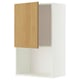 A white METOD wall cabinet with a light oak door. The cabinet has a modern design and includes an adjustable shelf inside.