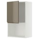 Modern ikea METOD kitchen cabinet: white wall cabinet with dark grey-brown gloss door and sleek handles.