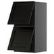 METOD kitchen cabinet, black stained wood, modern, two-door, wall-mounted, with bevelled edges.