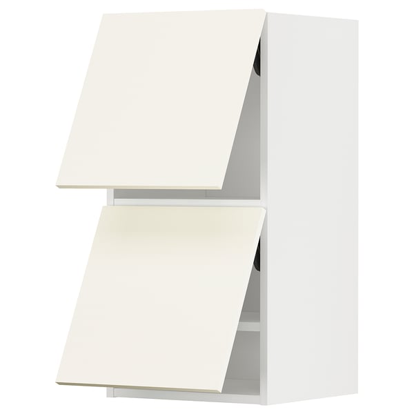 A white METOD kitchen cabinet. The design two angled doors on a modern rectangular frame.