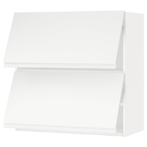 White METOD kitchen shelf: modern, minimalist, rectangular shape with two open shelves.