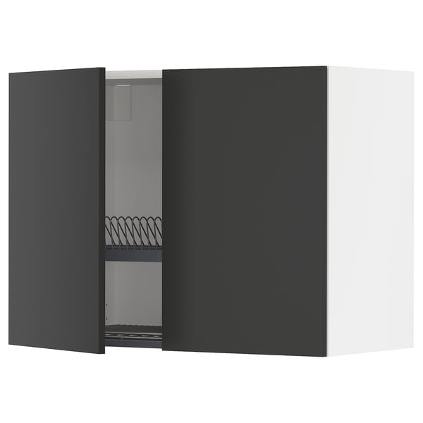 METOD kitchen cabinet, black, rectangular, modern design, wall-mounted.
