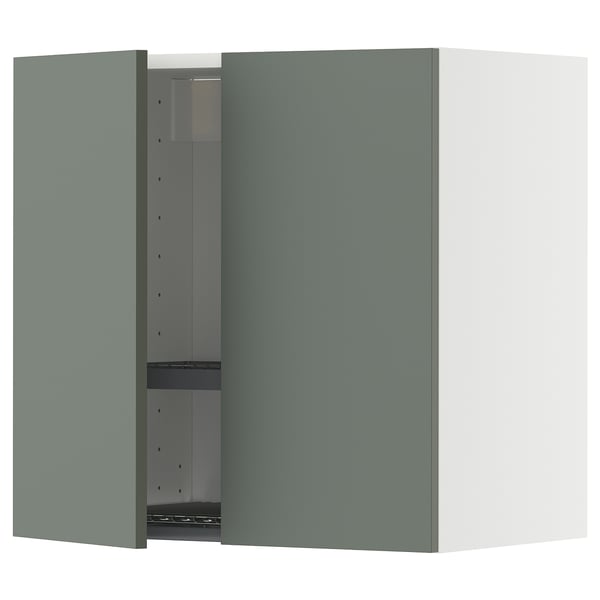 METOD wall cabinet, grey-green, square shape, adjustable shelves.