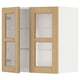 METOD wall cabinet, oak doors, glass shelves.