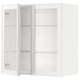 METOD white modern glass-door cabinet with adjustable shelf, aluminum frame.