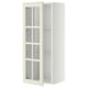 White METOD kitchen cabinet with glass doors, adjustable shelves.