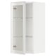 White METOD wall cabinet, glass door, rectangular, minimalist design.