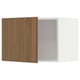 Walnut-colored METOD kitchen cabinet, left-hinged, white frame.