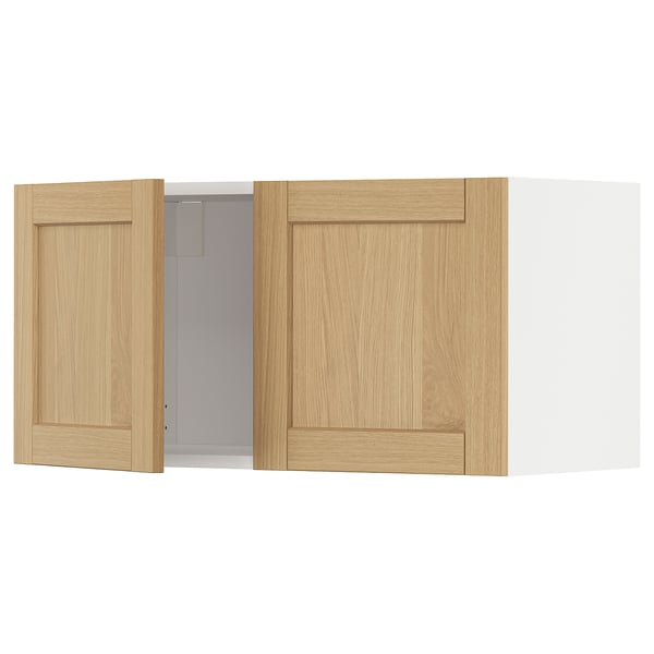 METOD kitchen wall unit, light oak wood, rectangular shape, two doors.