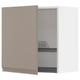 METOD kitchen cabinet in grey-beige with adjustable shelves, closed on one side and open on the other.