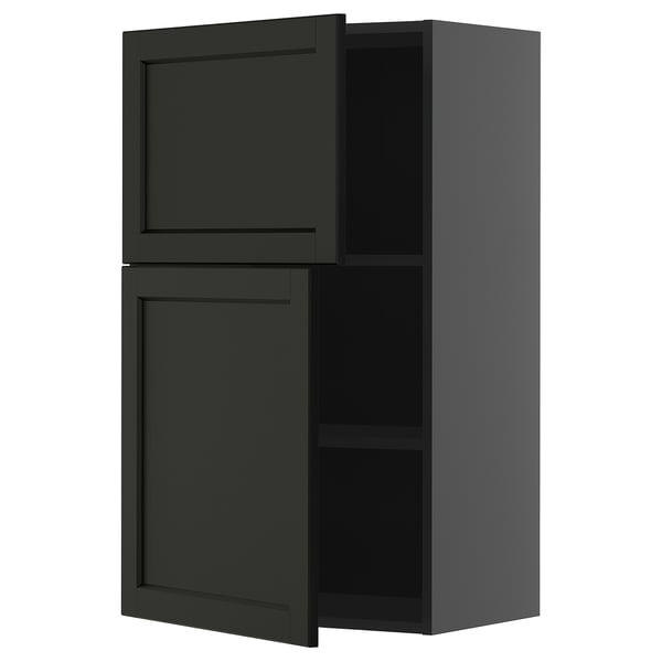 Modern dark grey METOD kitchen cabinet with two doors and an adjustable shelf.