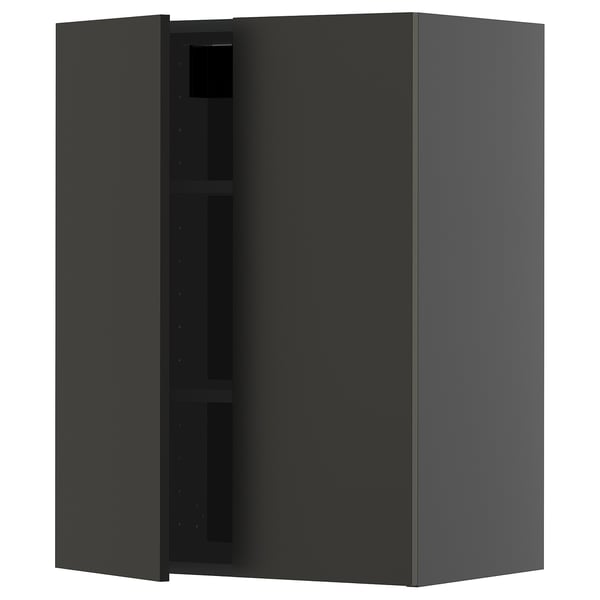 Black METOD kitchen cabinet, modern rectangular design with adjustable shelves.