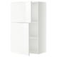 METOD kitchen cabinet in glossy white with modern, clean design featuring high, low shelves, and adjustable shelving.