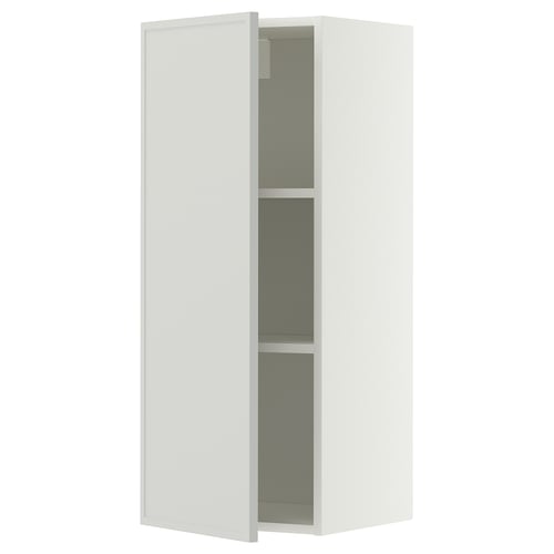 METOD Wall cabinet with shelves, white/Aspudden light grey, 40x100 cm