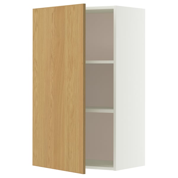 METOD Wall cabinet with shelves, white/Sinarp oak veneer, 60x100 cm