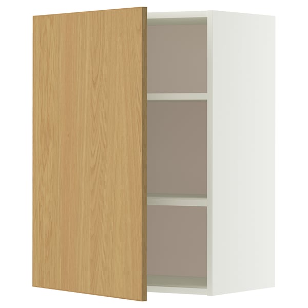 METOD Wall cabinet with shelves, white/Sinarp oak veneer, 60x80 cm
