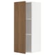 White wall cabinet with brown wood door, modern design.