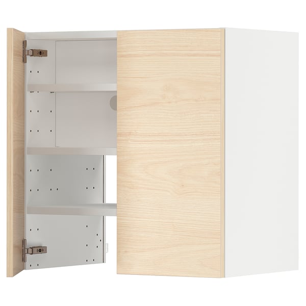 METOD light ash wooden kitchen cabinet with adjustable shelves.