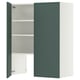 METOD Wall cb f extr hood w shlf/door, white/Aspudden dark grey-green, 80x100 cm