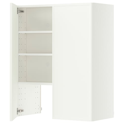 METOD Wall cb f extr hood w shlf/door, white/Aspudden matt white, 80x100 cm