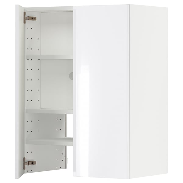 METOD kitchen cabinet: white, glossy, rectangular with adjustable shelves.