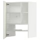 METOD white kitchen cabinet with adjustable shelves and nickel hinges.