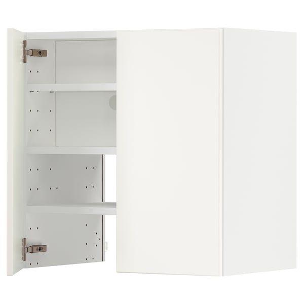 METOD kitchen cabinet in white with adjustable shelves and hinges.