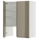 A white METOD kitchen cabinet with a high gloss dark grey-brown door and adjustable shelves.