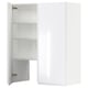 METOD high gloss white wall cabinet with open doors, three shelves, adjustable, modern design.