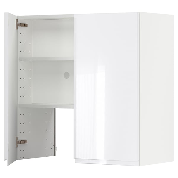 METOD white gloss cabinet, modern design, two doors, adjustable shelves.