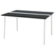 A MITTZON black and white rectangular conference table with metal legs.