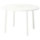 MITTZON: white round conference table with four legs, modern design, ideal for small meetings.