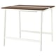 MITTZON: brown-topped white metal conference table with leg support, ideal for standing or sitting meetings.