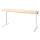 MITTZON adjustable desk. Beech top, white legs. Tilted surface, functional hooks.