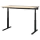 MITTZON desk, black & beech, adjustable height, rectangular top.