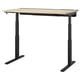 MITTZON light birch/black desk: adjustable sit-stand dual motors, rectangular top, stabilizing legs.