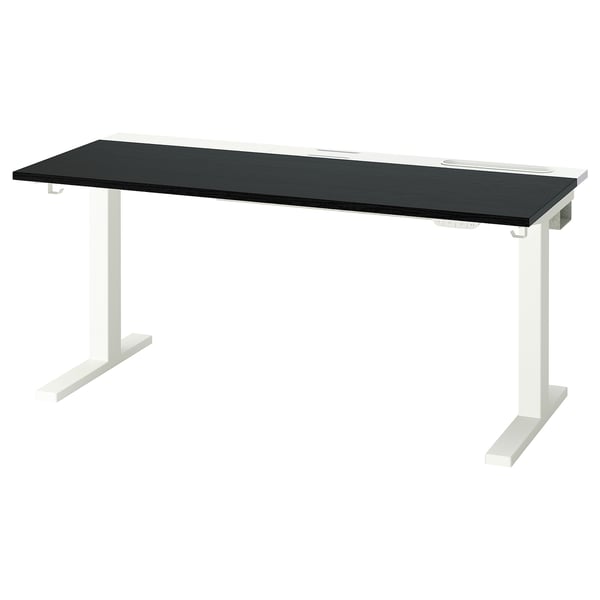 MITTZON desk: black top, white legs, adjustable height.