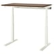 MITTZON desk: rectangular wooden top, white metal legs, adjustable height, modern office design.