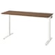 MITTZON desk: modern, brown top, white legs, adjustable height, sleek design.