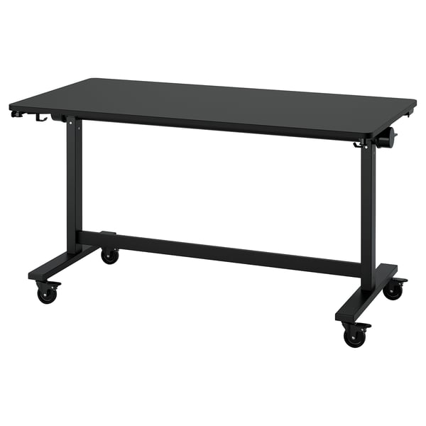 MITTZON: black adjustable conference table with casters and foldable feature.