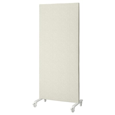 MITTZON acoustic screen, light beige, rectangular, fabric-covered, with castors, portable partition.