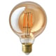 MOLNART warm, amber light bulb. Spherical glass shape, gold filament design.