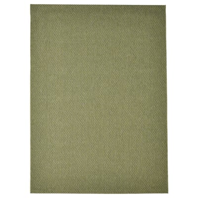 MORUM olive-green flat-woven outdoor rug. Rectangular, plain texture, durable polypropylene.