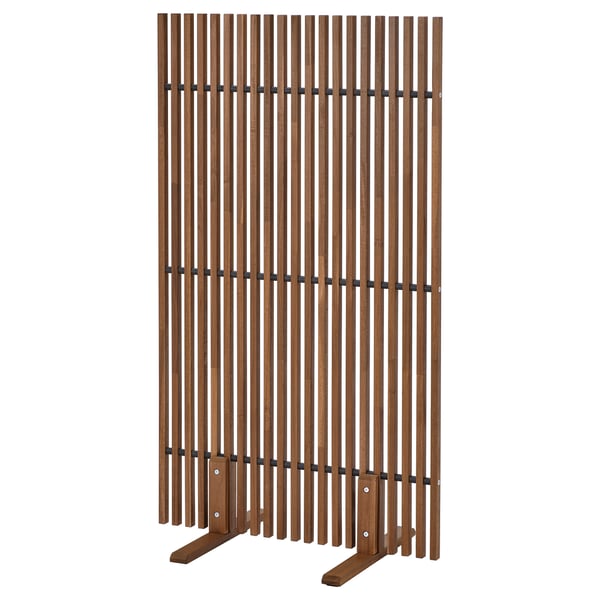 NÄMMARÖ wooden privacy screen, brown, rectangular, slatted design.