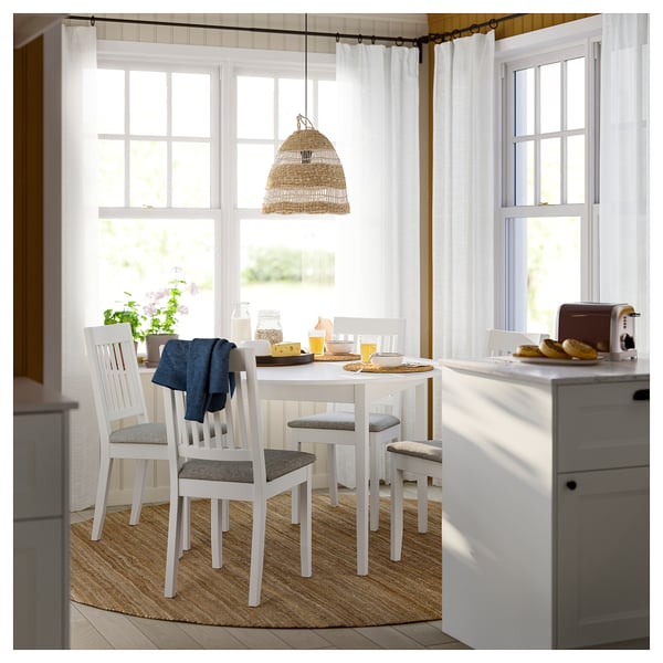 NÄSINGE / NÄSINGE Table and 4 chairs, white/white Tibbleby beige-grey, 120 cm